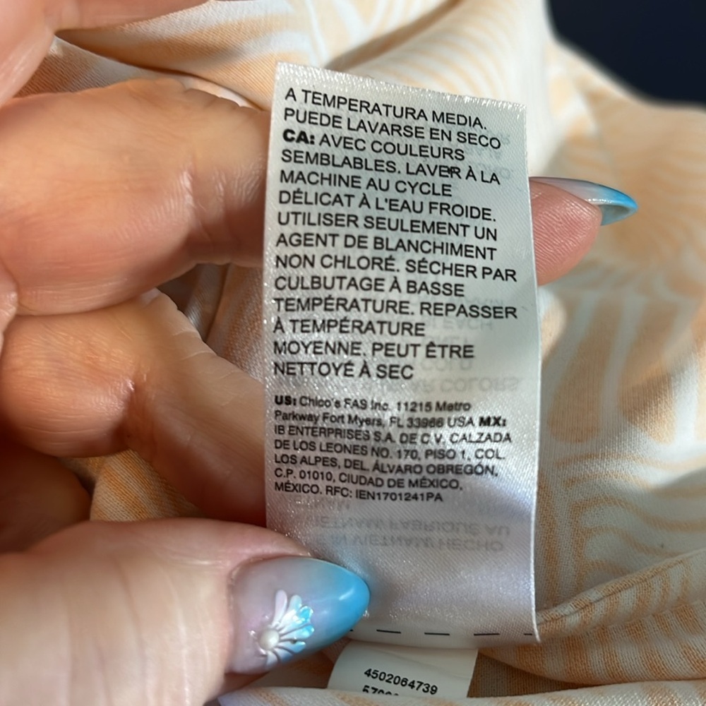 Chico's Zebra Patterned Ruffle Blouse Orange Long… - image 8